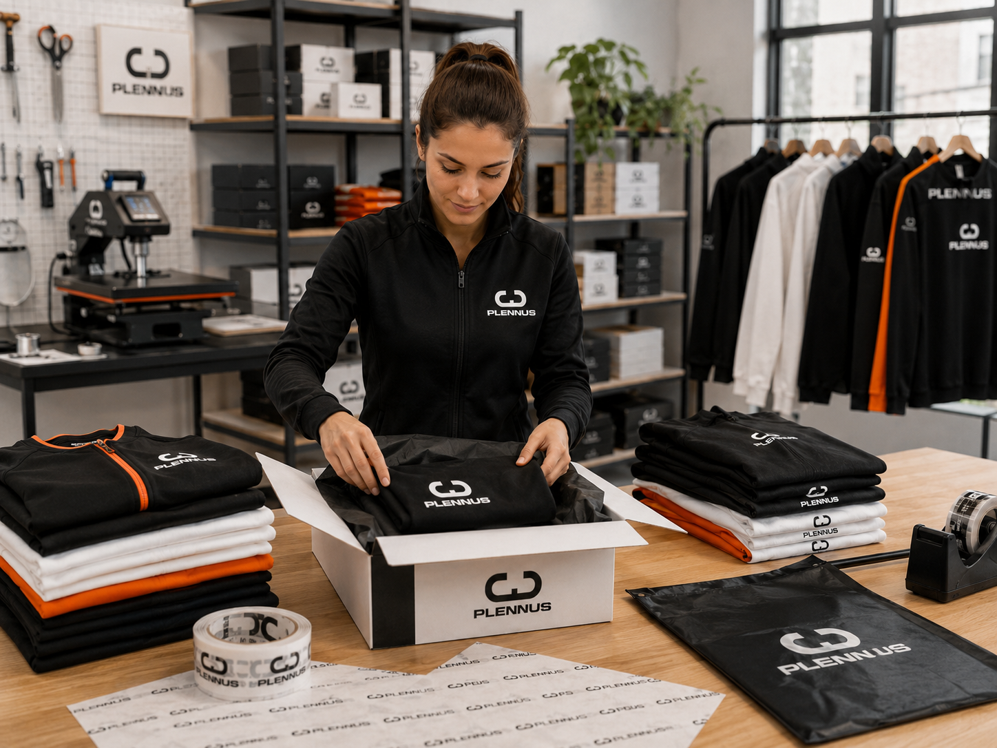 Producción y empaque de prendas personalizadas en Plennus Barcelona