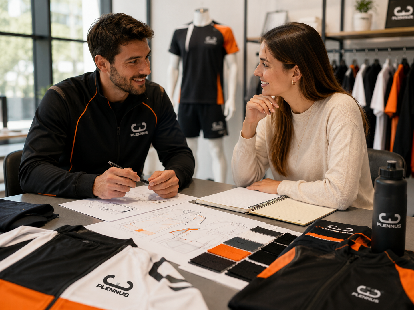 Reunión creativa para ropa personalizada en Plennus Barcelona